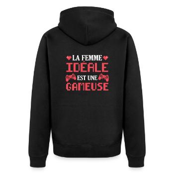La femme idéale est une gameuse cadeau geek humour - Veste à capuche bio Premium Unisexe - noir - Dos - Nico (187cm)