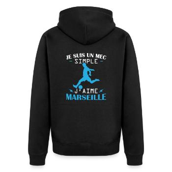 Je suis un mec simple j aime marseille - Veste à capuche bio Premium Unisexe - noir - Dos - Nico (187cm)