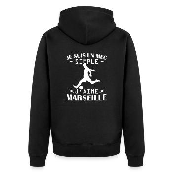 Je suis un mec simple j aime marseille - Veste à capuche bio Premium Unisexe - noir - Dos - Nico (187cm)