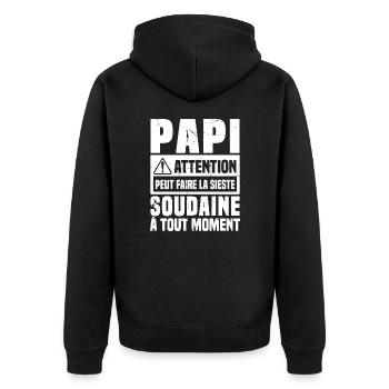 Papi attention Peut Faire La Sieste Soudaine - Veste à capuche bio Premium Unisexe - noir - Dos - Nico (187cm)