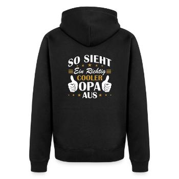 So sieht ein richtig cooler opa aus - Unisex Premium Bio Zip Hoodie - Schwarz - Hinten - Nico (187cm)