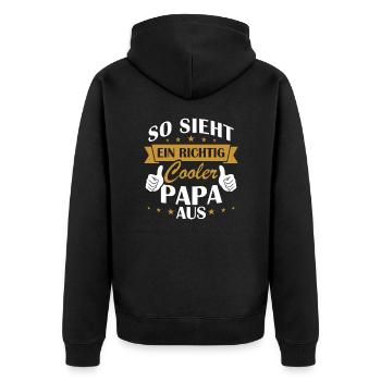 So sieht ein richtig cooler papa aus - Unisex Premium Bio Zip Hoodie - Schwarz - Hinten - Nico (187cm)