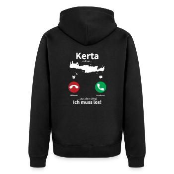 Griechenland Kreta ruft an lustiges Geschenk - Unisex Premium Bio Zip Hoodie - Schwarz - Hinten - Nico (187cm)