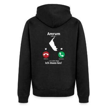 Amrum ruft an... - Unisex Premium Bio Zip Hoodie - Schwarz - Hinten - Nico (187cm)