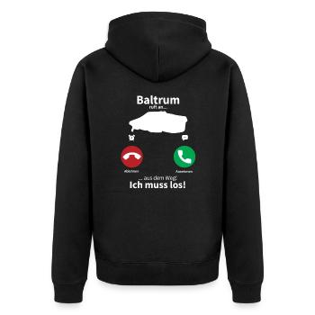 Baltrum Anruf Telefon Nordsee Insel Urlaub Reise - Unisex Premium Bio Zip Hoodie - Schwarz - Hinten - Nico (187cm)