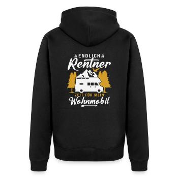 Endlich rentner zeit für mein wohnmobil - Unisex Premium Bio Zip Hoodie - Schwarz - Hinten - Nico (187cm)