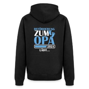 Beförderung zum Opa 2024 - Unisex Premium Bio Zip Hoodie - Schwarz - Hinten - Nico (187cm)