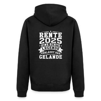 Rente 2025 eine echte legende verlässt das gelände - Unisex Premium Bio Zip Hoodie - Schwarz - Hinten - Nico (187cm)