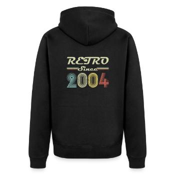 Retro seit 2004 Geburtstagsgeschenk - Unisex Premium Bio Zip Hoodie - Schwarz - Hinten - Nico (187cm)