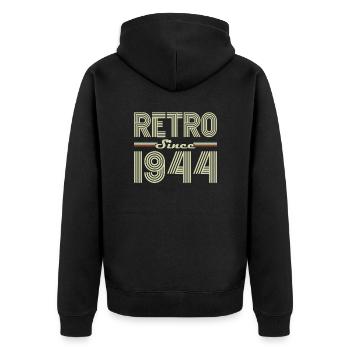 Rétro Depuis 1944 Vintage Cadeau d Anniversaire - Veste à capuche bio Premium Unisexe - noir - Dos - Nico (187cm)