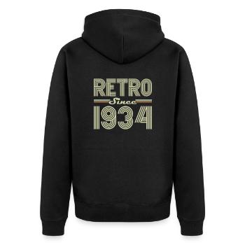 Rétro Depuis 1934 Vintage Cadeau d Anniversaire - Veste à capuche bio Premium Unisexe - noir - Dos - Nico (187cm)
