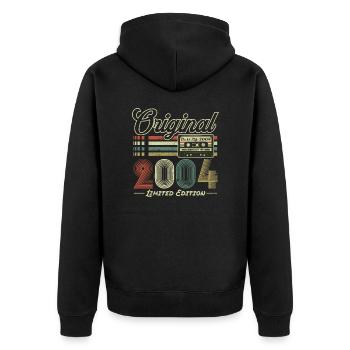 Original 2004 Vintage Jahrgang Retro Geburtstag - Unisex Premium Bio Zip Hoodie - Schwarz - Hinten - Nico (187cm)