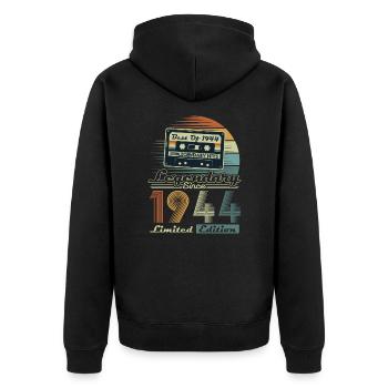Legendary Since 1944 Vintage Birthday Gift - Unisex Premium Organic Zip Hoodie - black - Back - Nico (187cm)