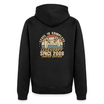 Level 18 Complete Legendary since 2006 - Unisex Premium Organic Zip Hoodie - black - Back - Nico (187cm)