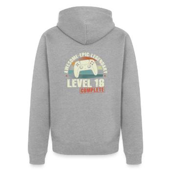 Level 16 Complete Geschenk zum 16. Geburtstag - Unisex Premium Bio Zip Hoodie - Grau meliert - Hinten - Nico (187cm)
