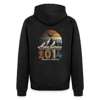 Vintage 2014 Vintage Retro Geburtstagsgeschenk - Unisex Premium Bio Zip Hoodie - Schwarz - Hinten - Nico (187cm)
