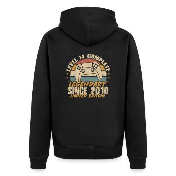 Level 14 Legendary Complete since 2010 - Unisex Premium Organic Zip Hoodie - black - Back - Nico (187cm)