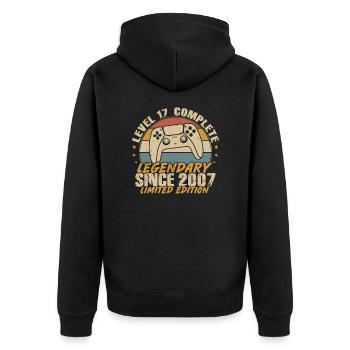 Level 17 Complete Legendary since 2007 - Unisex Premium Organic Zip Hoodie - black - Back - Nico (187cm)
