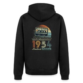 Legendary Since 1954 Vintage Birthday Gift - Unisex Premium Organic Zip Hoodie - black - Back - Nico (187cm)
