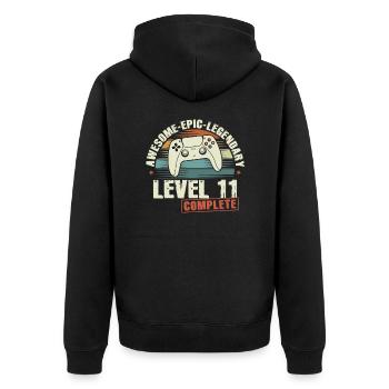 Level 11 Complete 11th Birthday Gift - Unisex Premium Organic Zip Hoodie - black - Back - Nico (187cm)