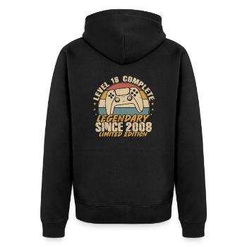 Level 16 Complete Legendary since 2008 - Unisex Premium Organic Zip Hoodie - black - Back - Nico (187cm)