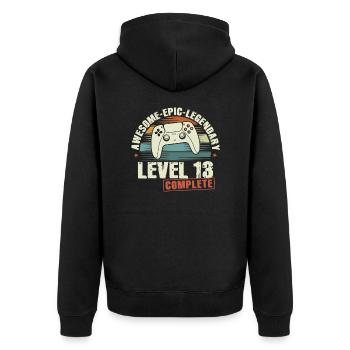 Level 13 Complete Geschenk zum 13. Geburtstag - Unisex Premium Bio Zip Hoodie - Schwarz - Hinten - Nico (187cm)