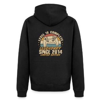 Level 10 Complete Legendary since 2014 - Unisex Premium Organic Zip Hoodie - black - Back - Nico (187cm)