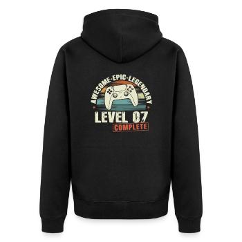 Level 7 Complete 7th Birthday Gift - Unisex Premium Organic Zip Hoodie - black - Back - Nico (187cm)