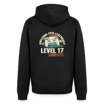 Level 17 Complete 17th Birthday Gift - Unisex Premium Organic Zip Hoodie - black - Back - Nico (187cm)
