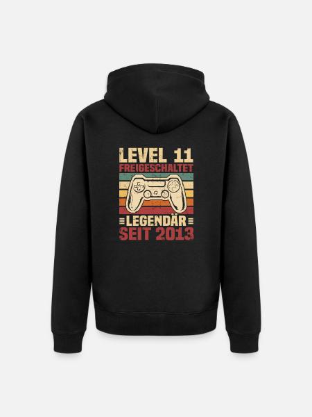 Level 11 freigeschaltet legendär seit 2013 - Unisex Premium Bio Zip Hoodie - Schwarz