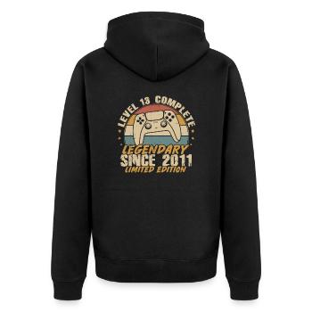 Level 13 Complete Legendary since 2011 - Unisex Premium Organic Zip Hoodie - black - Back - Nico (187cm)
