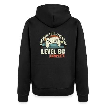 Level 80 Complete 80th Birthday Gift - Unisex Premium Organic Zip Hoodie - black - Back - Nico (187cm)