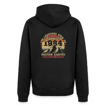 Vintage January 1984 Retro Birthday Gift - Unisex Premium Organic Zip Hoodie - black - Back - Nico (187cm)