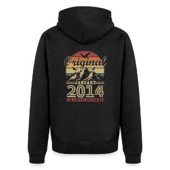 Original January 2014 Vintage Birthday 2014 - Unisex Premium Organic Zip Hoodie - black - Back - Nico (187cm)