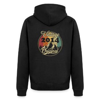 Vintage 2014 Original, Geburtstagsgeschenk - Unisex Premium Bio Zip Hoodie - Schwarz - Hinten - Nico (187cm)