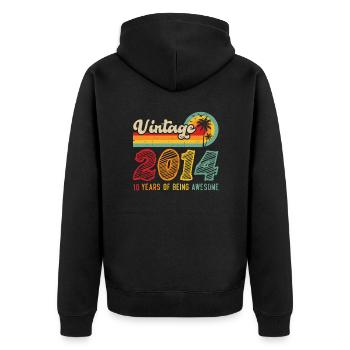 Vintage 2014 Cool Cadeau D'anniversaire 10 Ans - Veste à capuche bio Premium Unisexe - noir - Dos - Nico (187cm)