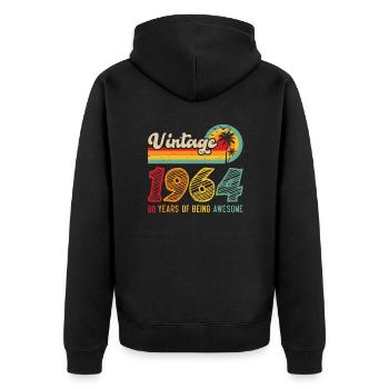 Jahrgang 1964 Cool 60 Jahre Geburtstagsgeschenk - Unisex Premium Bio Zip Hoodie - Schwarz - Hinten - Nico (187cm)