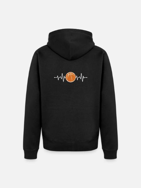 Basketball Heartbeat - Unisex Premium Organic Zip Hoodie - black