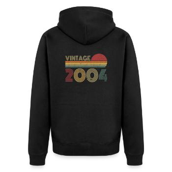 Vintage 2004 Jahrgang Geburtstag Retro - Unisex Premium Bio Zip Hoodie - Schwarz - Hinten - Nico (187cm)