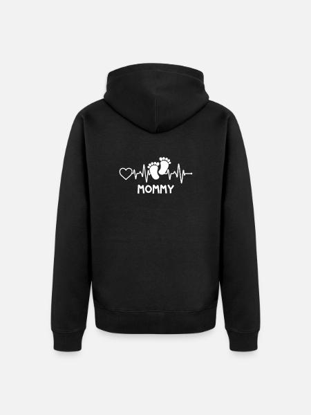 Mommy Heartbeat - Unisex Premium Organic Zip Hoodie - black