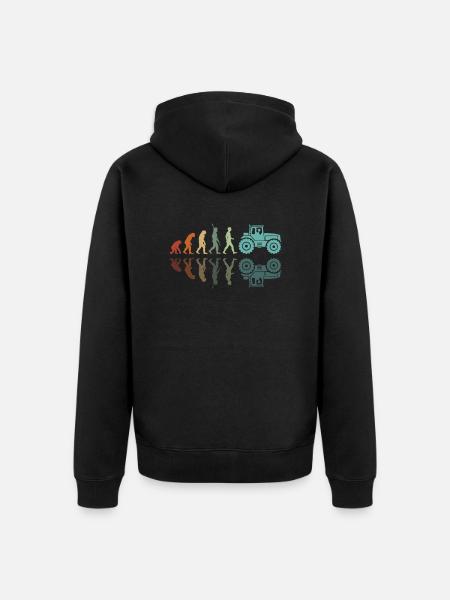 Evolution of the tractor - Unisex Premium Organic Zip Hoodie - black