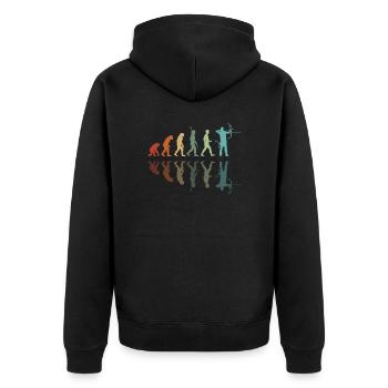 Archery Evolution - Unisex Premium Organic Zip Hoodie - black - Back - Nico (187cm)