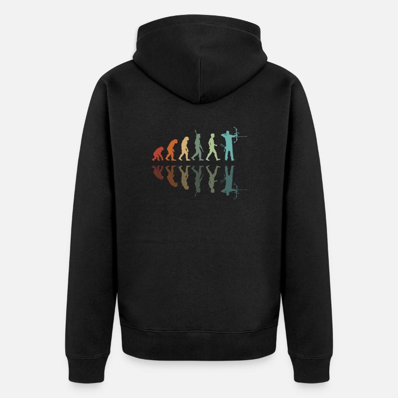 Entwicklung des Bogenschießens - Unisex Premium Bio Zip Hoodie - Schwarz