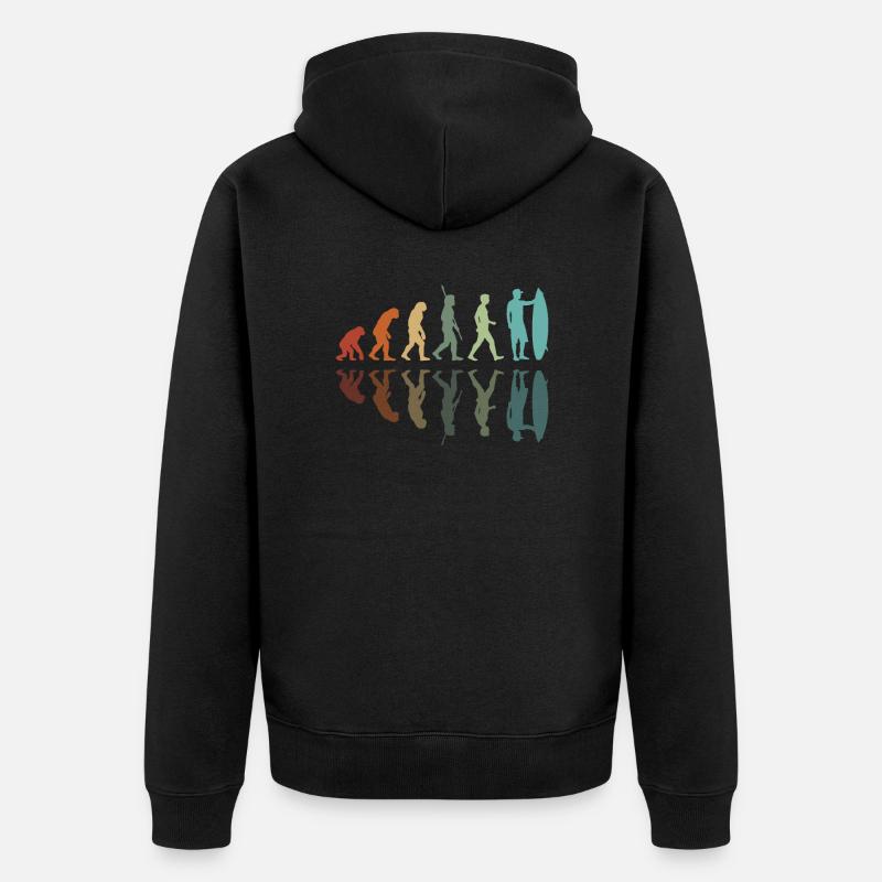 Evolution des Surfens - Unisex Premium Bio Zip Hoodie - Schwarz
