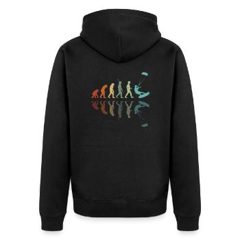 Kiteboarding Entwicklung - Unisex Premium Bio Zip Hoodie - Schwarz - Hinten - Nico (187cm)