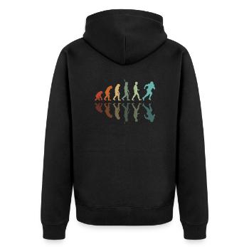 Rugby Entwicklung - Unisex Premium Bio Zip Hoodie - Schwarz - Hinten - Nico (187cm)