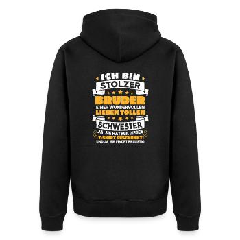 Ich stolzer bruder wundervollen lieben schwester - Unisex Premium Bio Zip Hoodie - Schwarz - Hinten - Nico (187cm)