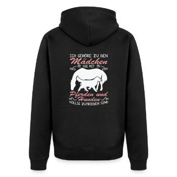 Hunden völlig zufrieden - Unisex Premium Bio Zip Hoodie - Schwarz - Hinten - Nico (187cm)
