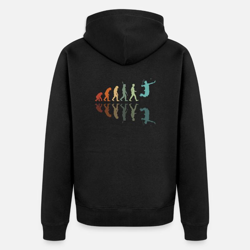 Badminton Evolution - Unisex Premium Bio Zip Hoodie - Schwarz