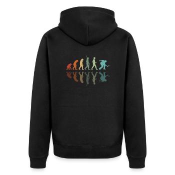 Entwicklung der Pétanque-Spieler - Unisex Premium Bio Zip Hoodie - Schwarz - Hinten - Nico (187cm)